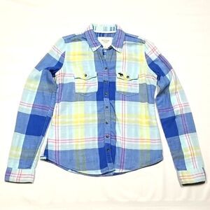 Abercrombie & Fitch Shirt Women's Small Front Button Up Plaid 100% Cotton Office